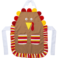 Turkey Apron, Brown/Red/Yellow, One Size, Wearable Accessory for Thanksgiving Front_Flat