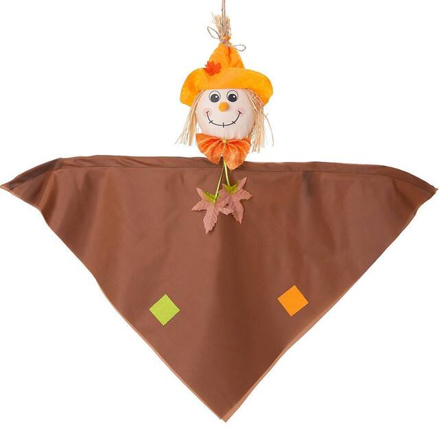 Accessoire à suspendre, épouvantail souriant, brun, 27 po, décoration intérieure/extérieure pour l'automne Front_Flat
