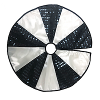 Cache-pied d'arbre scintillant, noir et blanc, 15-1/2 po, décorations d'intérieur/d'extérieur pour l'Halloween Overhead_Flat