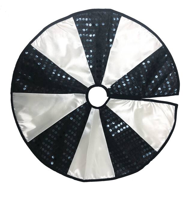 Glitter Tree Skirt, Black/White, 15.5-in, Indoor/Outdoor Decoration for Halloween Overhead_Flat