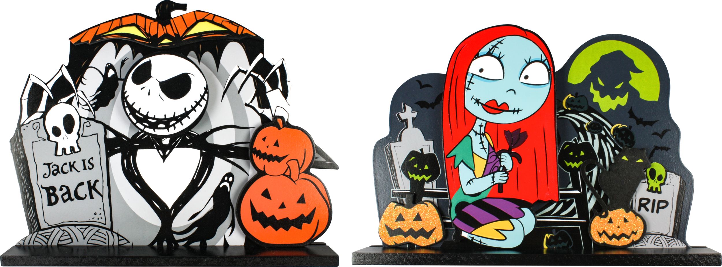 Disney The Nightmare Before Christmas Jack Skellington & Sally Table Signs, Multi-Coloured, 8-in, 2-pk, Indoor Decoration for Halloween Front_Flat