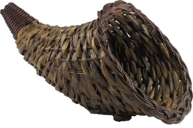 Harvest Cornucopia Basket Prop, Brown, 14-in, Indoor/Outdoor Decoration for Fall Front_Angled_Right