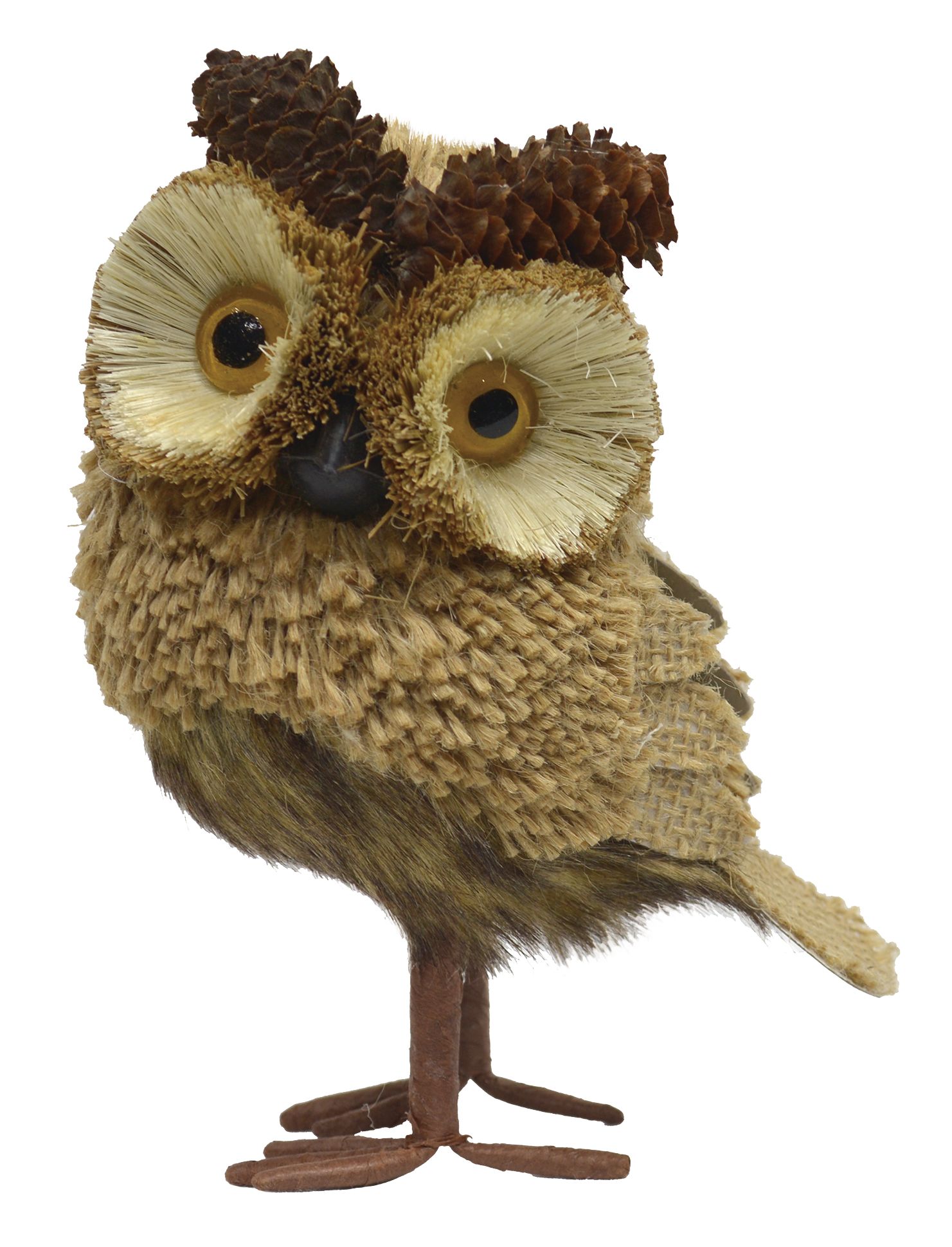 Owl Sisal Tabletop Animal, Brown, 6-in, Indoor/Outdoor Decoration for Fall Side_Left
