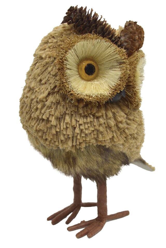 Owl Sisal Tabletop Animal, Brown, 6-in, Indoor/Outdoor Decoration for Fall Front_Angled_Left
