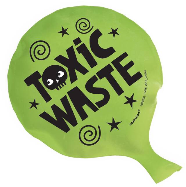 "Toxic Waste" Whoopee Cushion Favours, Green, 4.5-in, 12-pk, for Halloween Overhead_Flat
