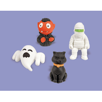 Cat/Ghost/Mummy/Vampire 3D Eraser Favours, Black/White/Orange, 4-in, 12-pk, for Halloween Composite_or_Mixed