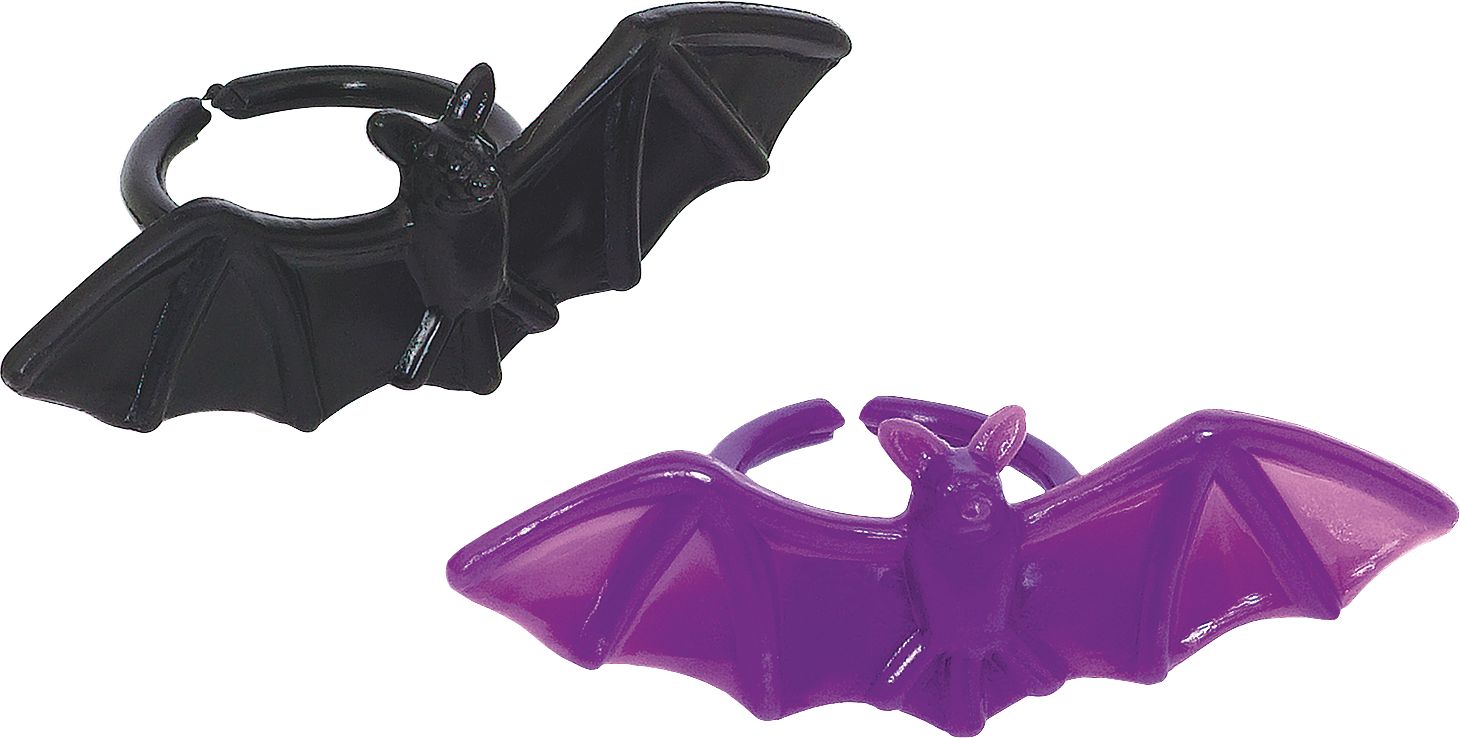 Plastic Purple & Black Bat Rings, 30-pk Composite_or_Mixed