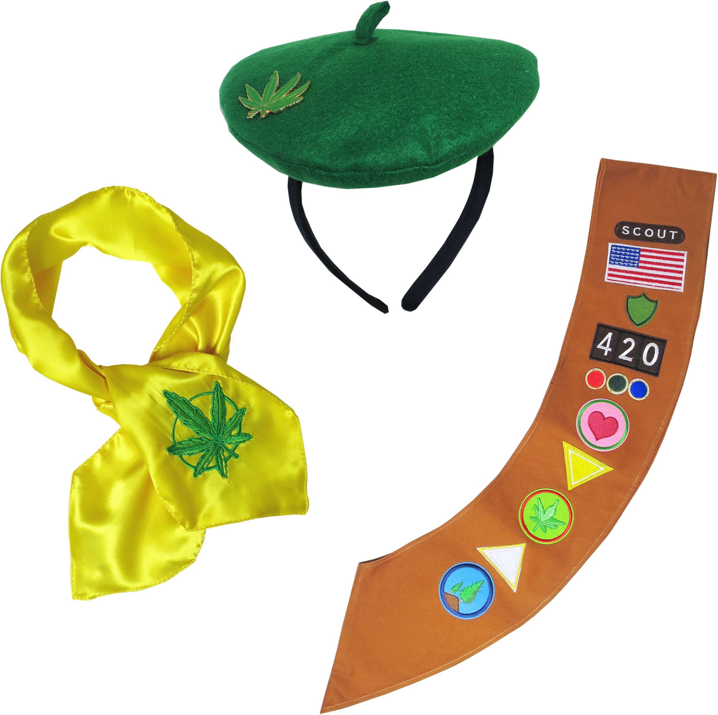 Adult Pot Brownie Scout Costume Accessory Kit Front_Flat