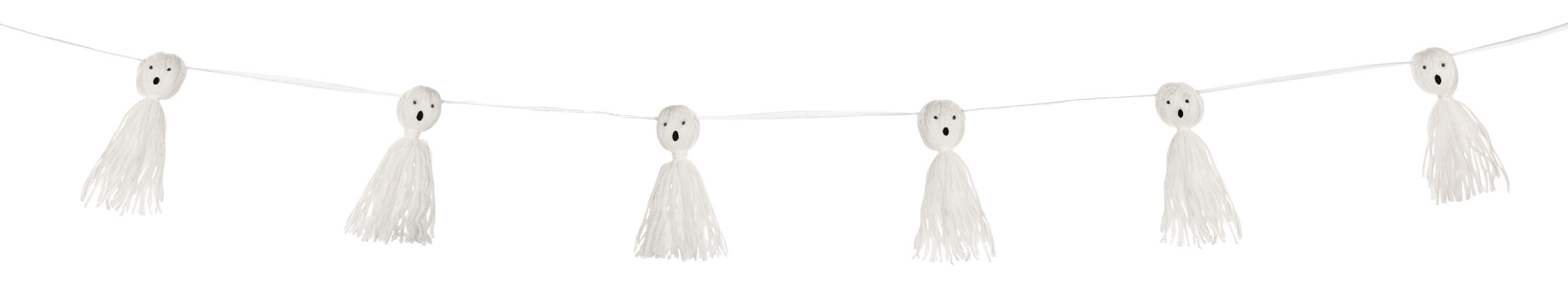 Banderole guirlande à pampilles en papier, fantôme, blanc, 5 po, décoration intérieure pour l'Halloween Front_Flat