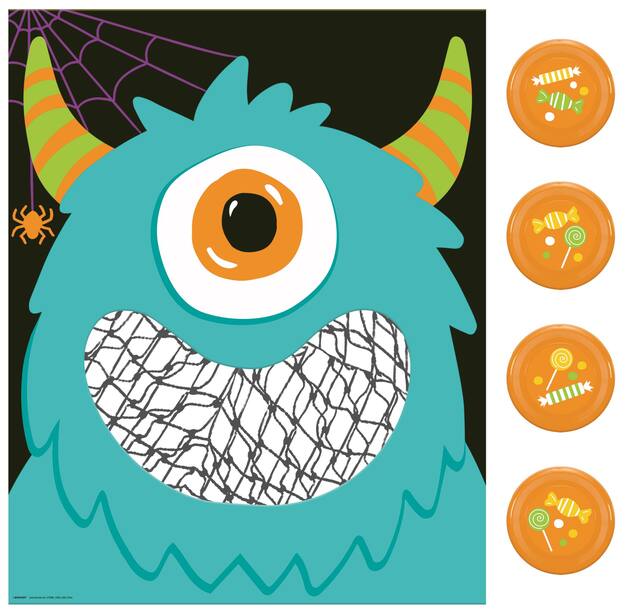 Flying Monster Frisbee Disc Toss Game, Orange/Blue, 18-in, 5-pk, for Halloween Overhead_Flat