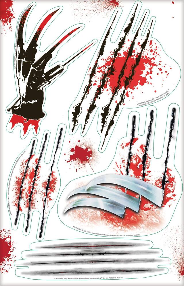 Décalcomanies murales variées Les Griffes de la nuit, noir/rouge, paq. 5, décorations d'intérieur pour l'Halloween Front_Flat