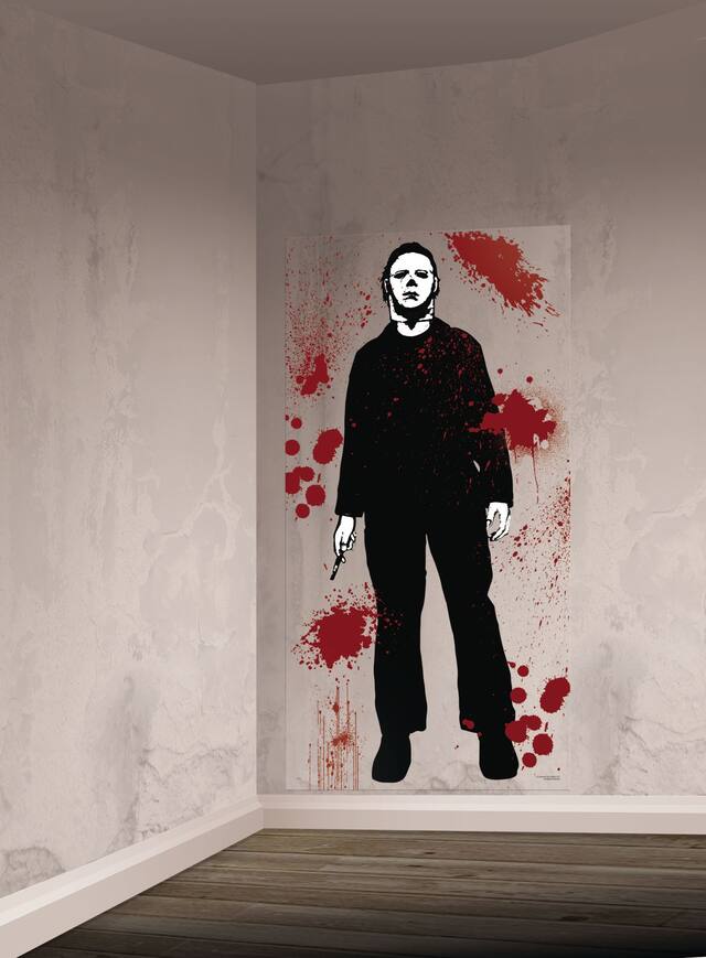 Halloween Michael Myers Scene Setter Background Black/Red, 5.5-in, Indoor Decoration for Halloween Front_Angled_Left