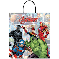 Disney Marvel Avengers Black Panther/Hulk/Captain America Plastic Treat Bag, Multi-Coloured, 14-in, for Trick or Treating Front_Flat