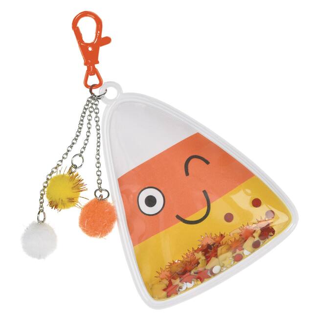 Candy Corn Keychain Favour, White/Orange/Yellow, 5-in, for Halloween Front_Flat