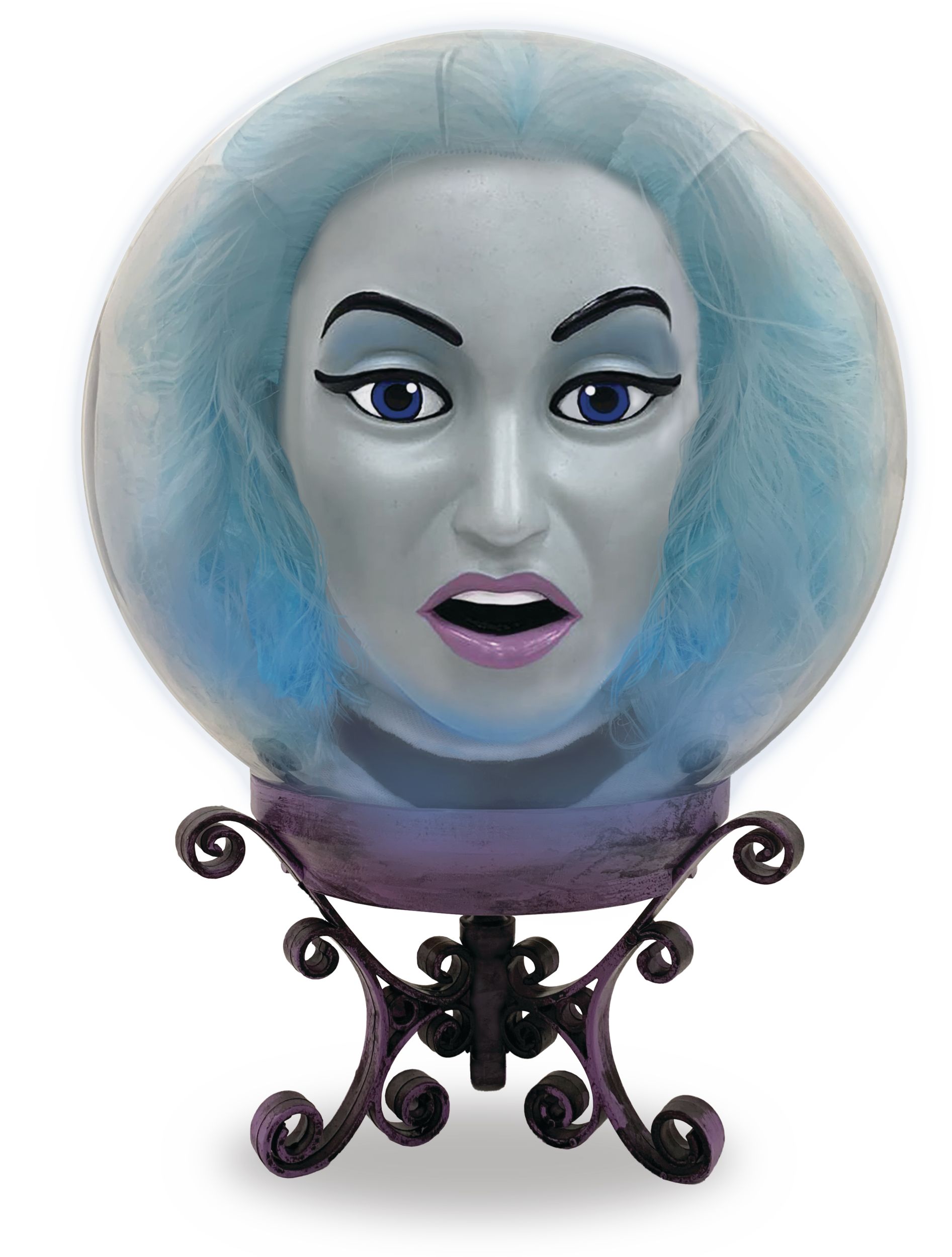 Boule de cristal animée Manoir hanté Madame Leota, avec piles, bleu, 8 po,  décoration intérieure/extérieure activée par le son et la lumière pour  l'Halloween