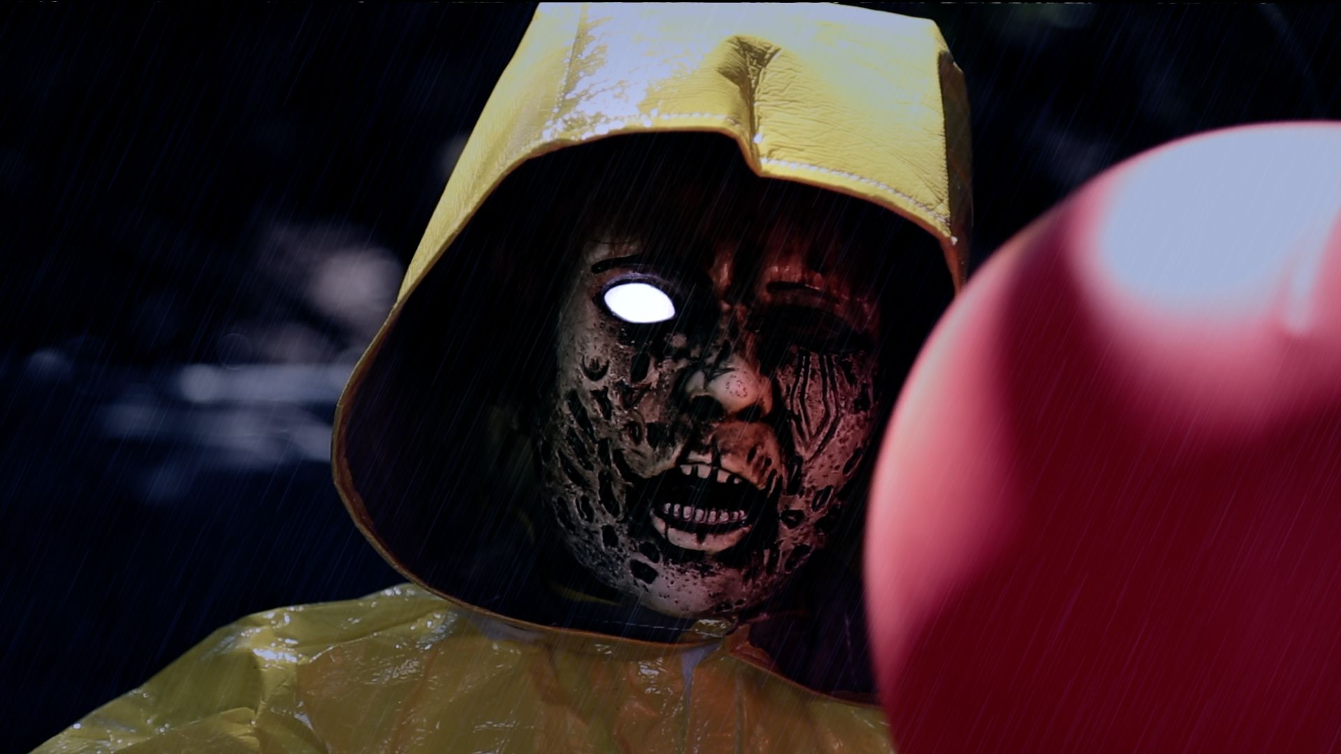 IT Georgie Animated LED Light-Up Standing Character with Bulb, Yellow, 50-in, Sound & Light Activated Indoor/Outdoor Decoration for Halloween CloseUp