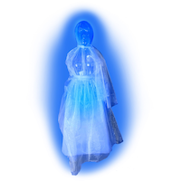 Fantôme suspendu avec piles, lumière à DEL, bleu, 12 pi, décoration intérieure/extérieure pour l'Halloween Front_Flat