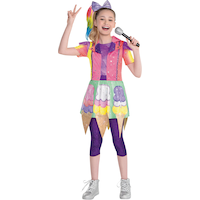 Kids' Nickelodeon Jojo Siwa Rainbow Ice Cream Cone Dress with Leggings/Bow/Hair Extension Halloween Costume, Assorted Sizes Front_Flat