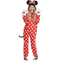 Women's Disney Minnie Mouse Red/White Polka Dot Jumpsuit with Ears/Tail/Gloves Halloween Costume, Assorted Sizes Front_Flat