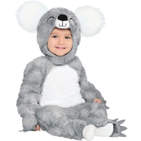 Infant  Koala  Grey Jumpsuit with Hood Halloween Costume, Assorted Sizes Front_Angled_Right