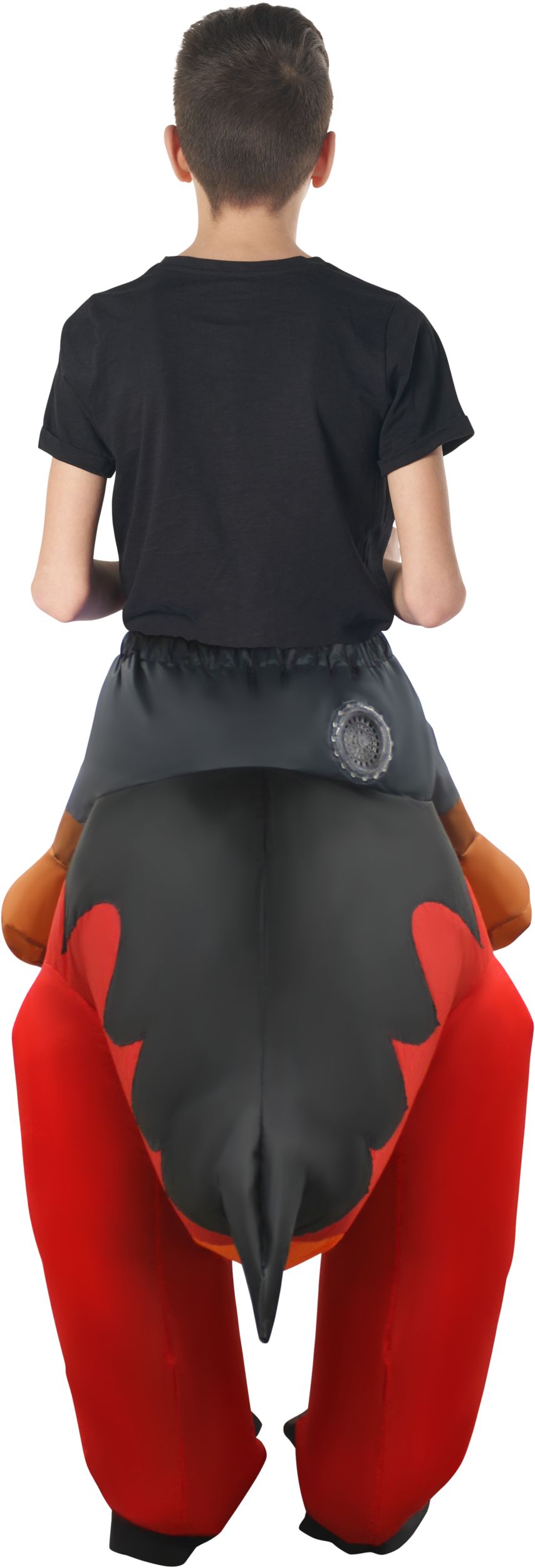 Kids' Velociraptor Dinosaur Red Inflatable Halloween Costume, One Size Back_Flat