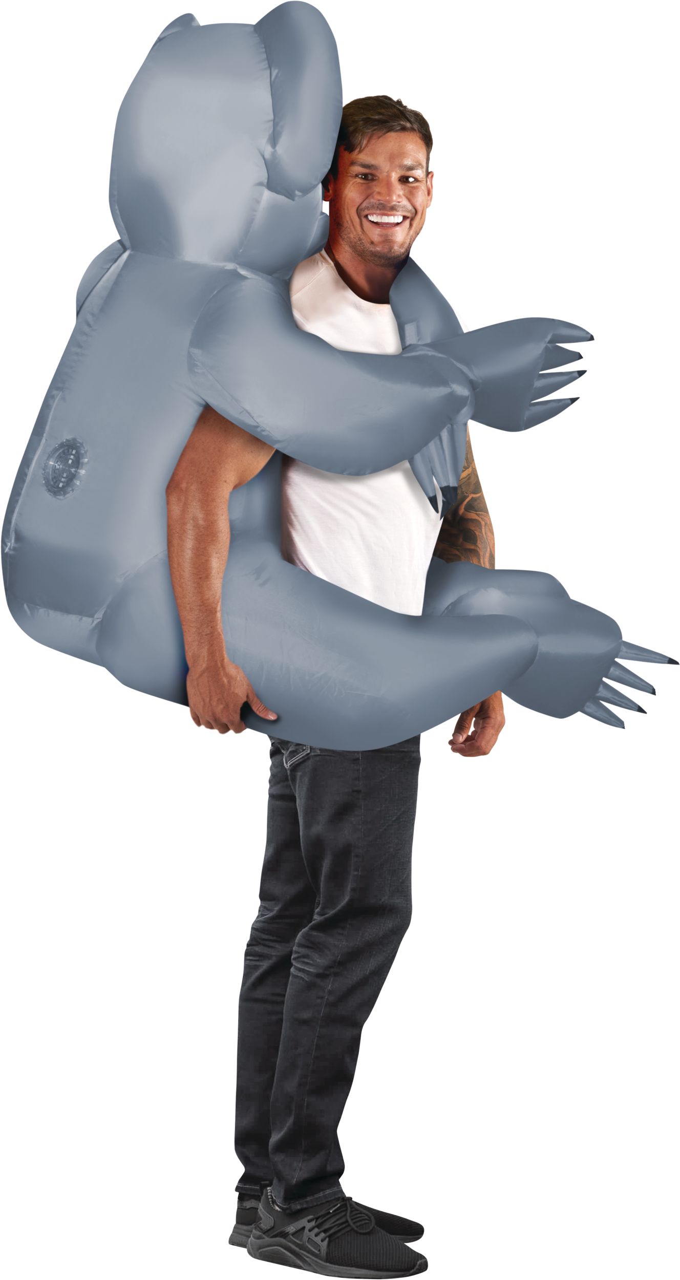 Men's Piggyback Koala Grey Inflatable Halloween Costume, One Size Side_Right