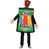 Adult  Cannabis Gummies Candy Bag Multi-Coloured  Tunic with Mask Halloween Costume, One Size Front_Flat