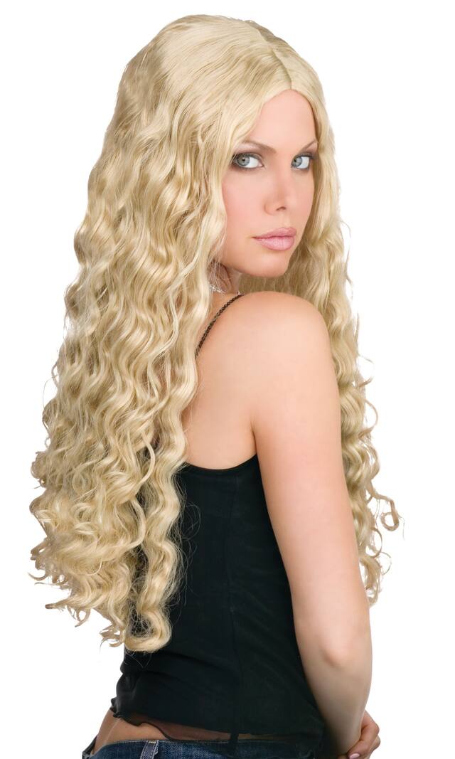 Long Wavy Hair Wig, Blonde, One Size, Wearable Costume Accessory for Halloween Side_Right