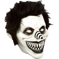 Masque de visage avec cheveux Creepypasta Laughing Jack, noir/blanc, taille unique, accessoire de costume à porter pour l'Halloween Front_Angled_Right