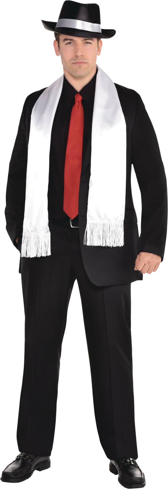 1920s Party Scarf, White Front_Flat