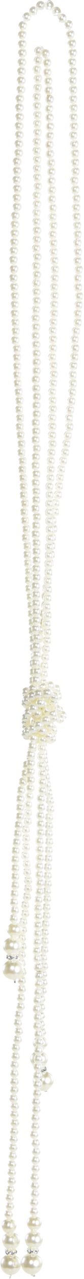 Collier de perles de garçonne des années 1920, blanc, 62 po, accessoire de costume à porter pour l'Halloween Overhead_Flat