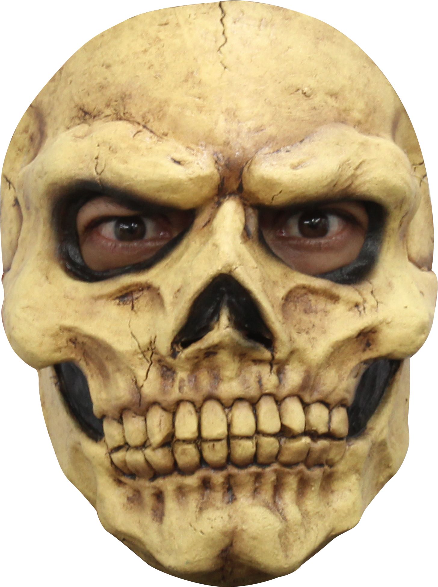 Masque de crâne vieilli, jaune, taille unique, accessoire de costume à porter pour l'Halloween Front_Flat