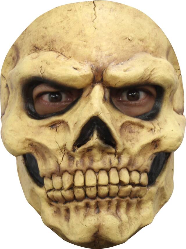 Masque de crâne vieilli, jaune, taille unique, accessoire de costume à porter pour l'Halloween Front_Flat