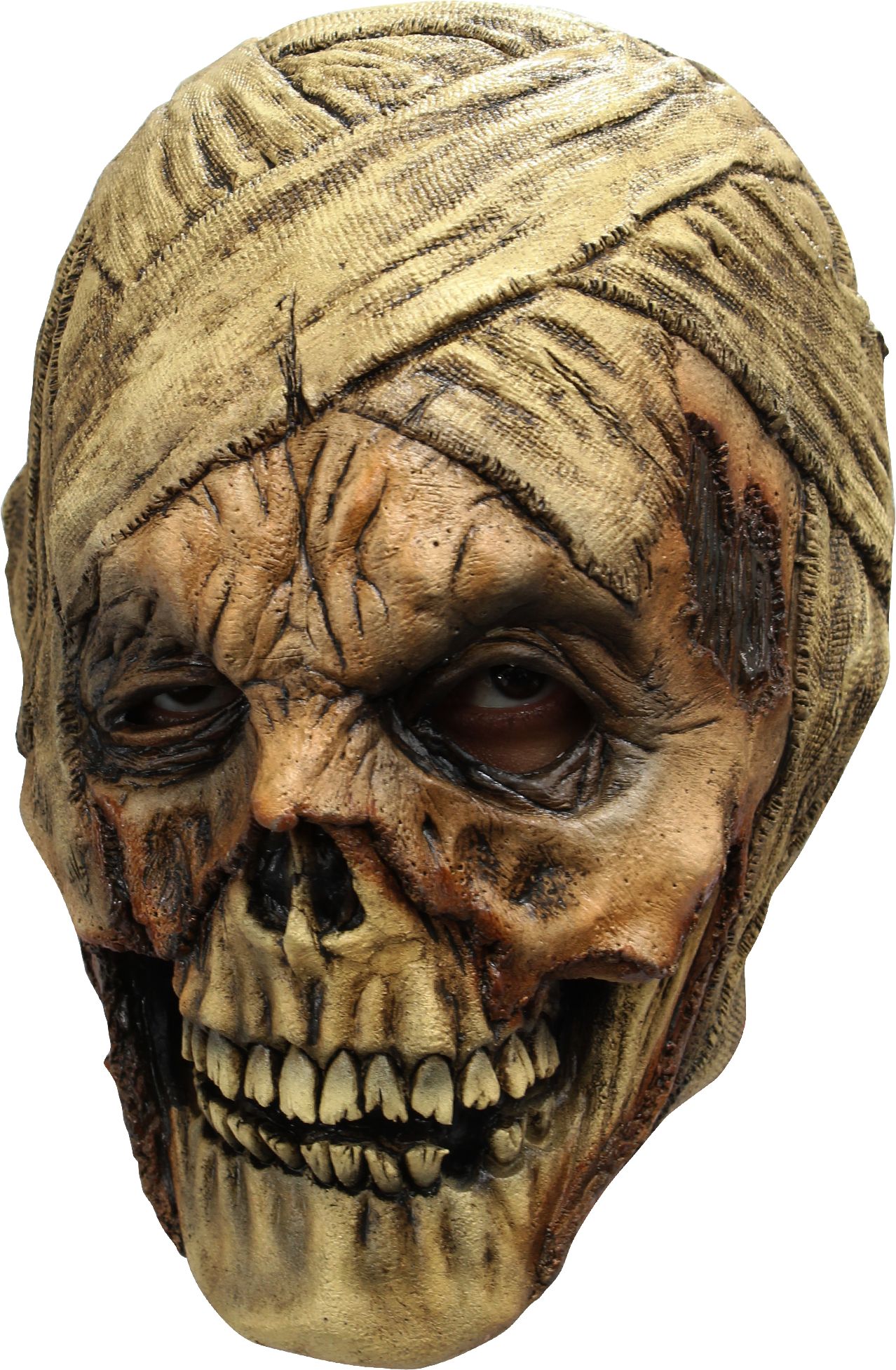 Mummy Rotting Face Mask, Brown, One Size, Wearable Costume Accessory for Halloween Front_Angled_Left
