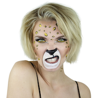 Palette de maquillage de chat sauvage, 6 couleurs avec pinceau, multicolore, taille unique, paq. 2, accessoires de costume pour l'Halloween Front_Flat