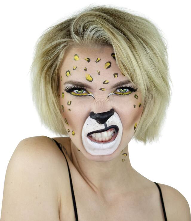 6 Colour Wild Cat Face Makeup Palette with Brush, Multi-Coloured, One Size, 2-pk, Costume Accessories for Halloween Front_Flat