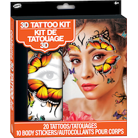 Tatouages temporaires de papillon 3D et autocollants, multicolore, paq. 30, cadeaux-surprises à porter pour l'Halloween Front_Angled_Right