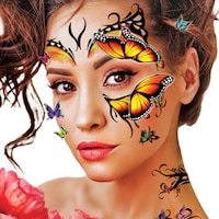 3D Butterfly Temporary Tattoos & Stickers, Multi-Coloured, 30-pk, Wearable Favours  for Halloween Front_Angled_Left