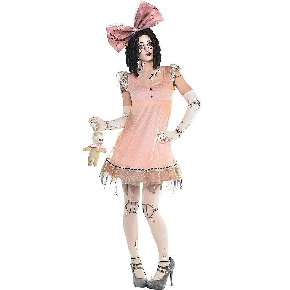 Pink Creepy Doll Dress Halloween Costume, Adult, More Options Available ...