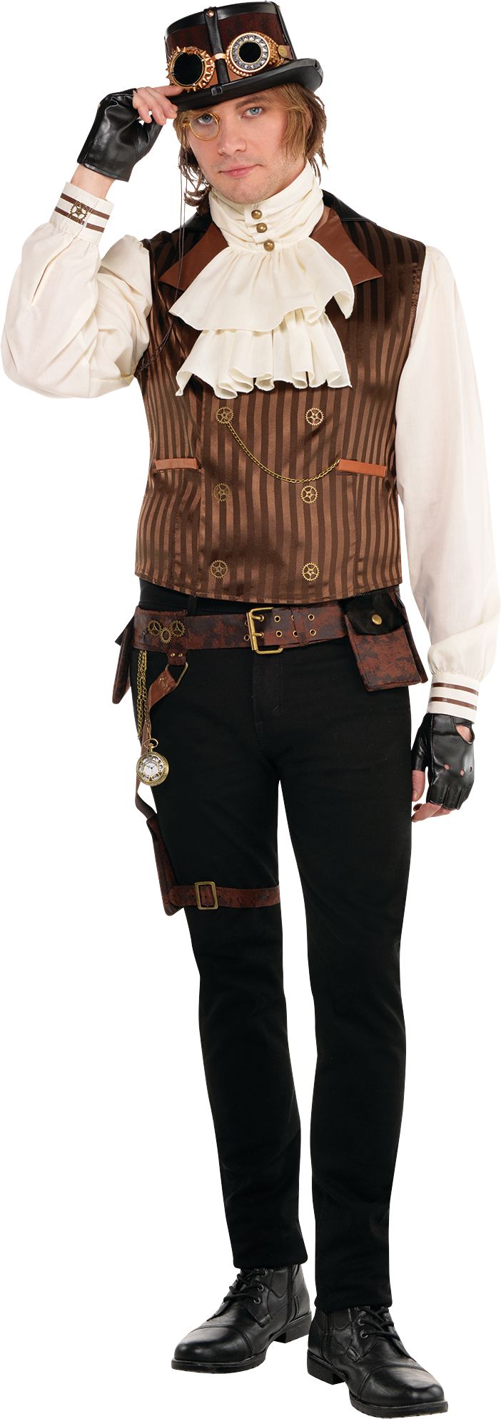 Steampunk Vest with Attached Shirt Front_Flat