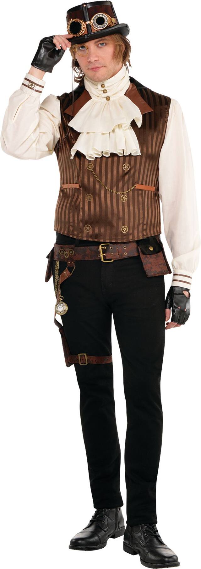 Steampunk Vest with Attached Shirt Front_Flat