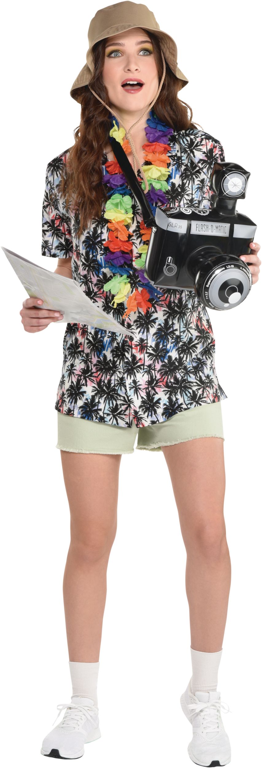 Tacky Tourist Halloween Costume Kit with Jumbo Inflatable Camera, Adult, One Size Front_Flat