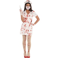 Bloody Nurse Halloween Costume Uniform, Adult, One Size Front_Flat