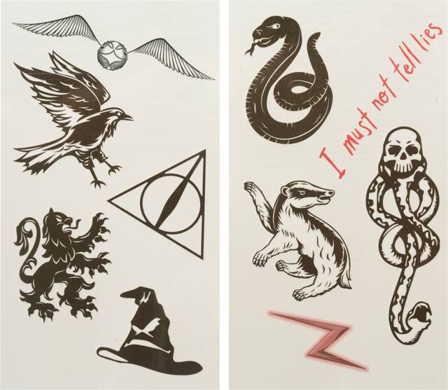 Harry Potter "I Must Not Tell Lies" Assorted Temporary Tattoos, Black/Red, 10-pk, Wearable Favours  for Halloween Front_Flat