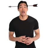 Arrow Through Head Headband, Brown/Red Blood Splatters, One Size, Wearable Costume Prop for Halloween Front_Flat
