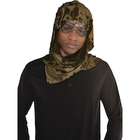 Post-Apocalyptic Camoflauge Cowl Hood, Green, One Size, Wearable Costume Accessory for Halloween Front_Flat