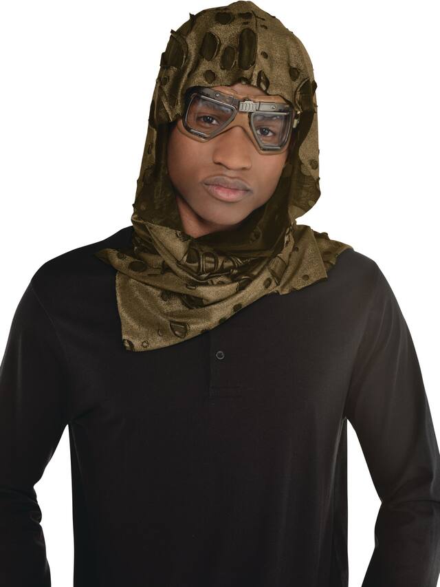 Post-Apocalyptic Camoflauge Cowl Hood, Green, One Size, Wearable Costume Accessory for Halloween Front_Flat