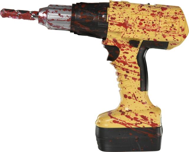 Perceuse sanglante, jaune/rouge, 9 po, accessoire de costume à porter pour l'Halloween Side_Left