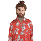 Soundcloud Rapper Artist Hair Bun Wig, Brown, One Size, Wearable Costume Accessory for Halloween Front_Flat