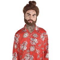 Soundcloud Rapper Artist Hair Bun Wig, Brown, One Size, Wearable Costume Accessory for Halloween Front_Flat